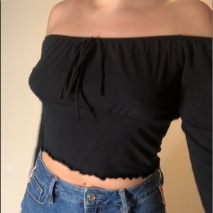 Off The Shoulder Long Sleeve Crop Top